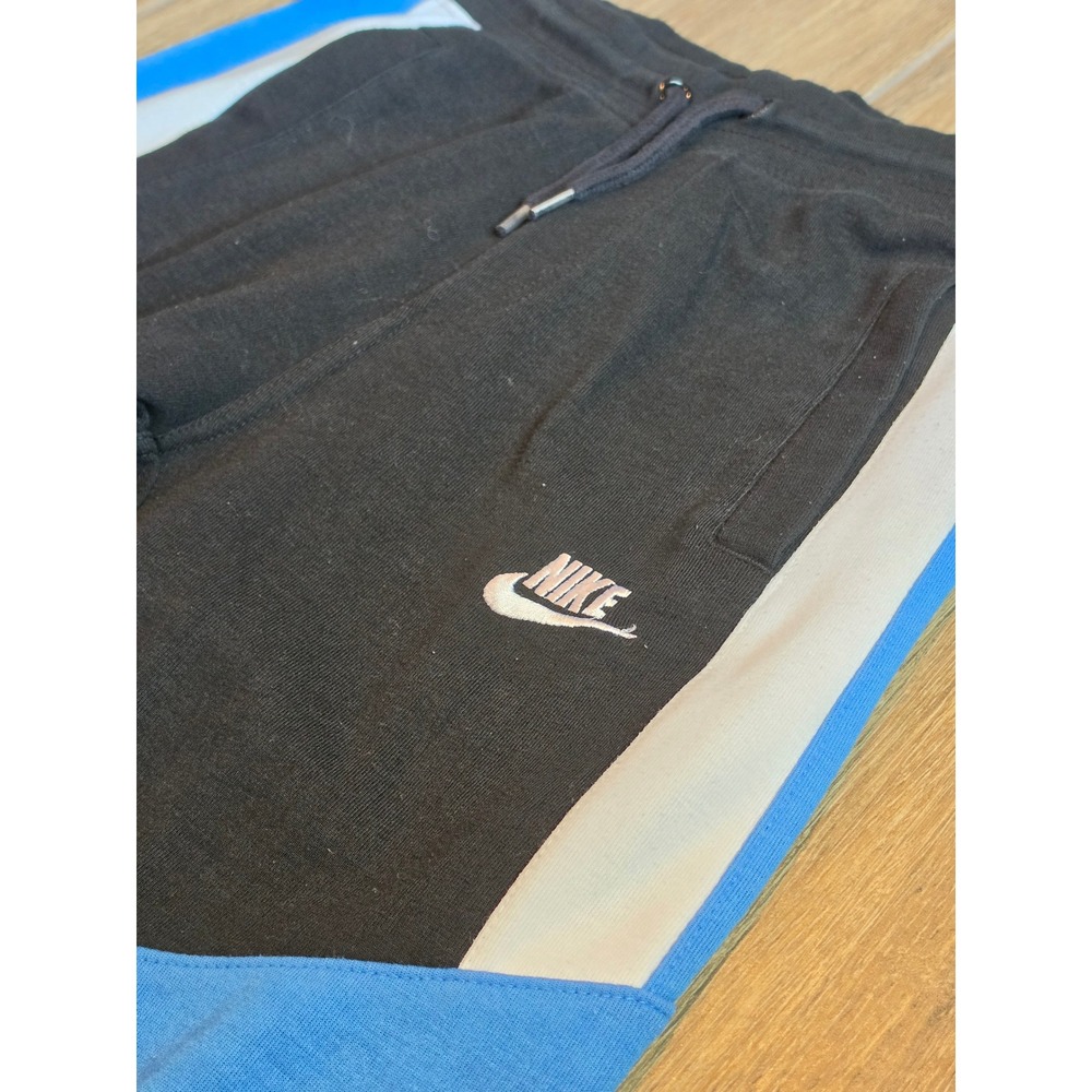 Nike Womens Colorblock Fleece Joggers Black Blue White Sweatpants Medium